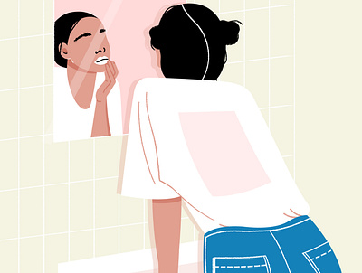 Mirror design girl illustration illustrator mirror pink portrait vector woman