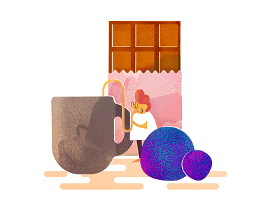 Flavonoids character chocolate drink food illustration pastel quirky texture