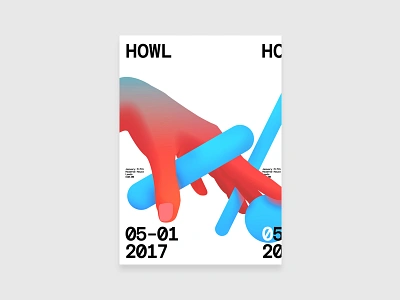 Howl abstract brutalist illustration minimal mono poster type vivid