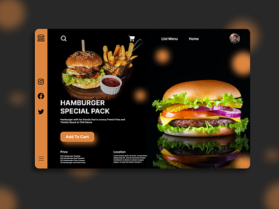 Hamburger Landing Page branding burger dark dekstop design food graphic design hamburger landing page simple ui uiux web website