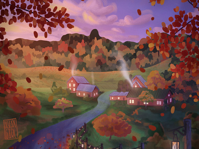 Cozy autumn landscape