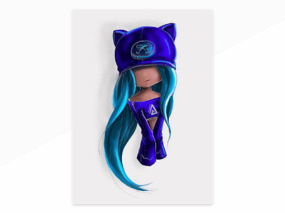 cat girl blue cat character dark game illustration mistery photoshop toys