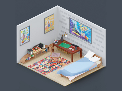 Isometric Room Style in 3d ANTIPOLYGON