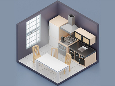Isometric Kitchen in Blender Antipolygon tutorial 3d isometric design