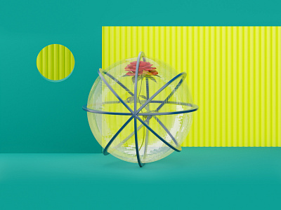 Rose in Glass Ball 3D Render in Blender Antipolygon
