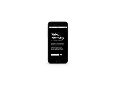 Thirst Thursday simple event website black and white clean minimal minimalist mobile website