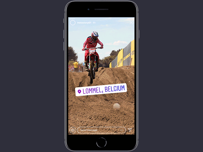 Instagram Story Prototype animation app design gesture gif instagram interaction ios mockup motocross protopie prototype ux