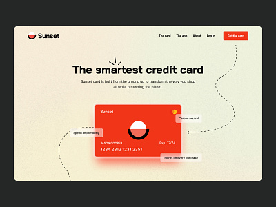 Sunset Credit Card Landing Page banking branding figma landing page red ui ui design
