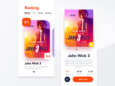 Movie rating App UI app design johnwick movieapp ui