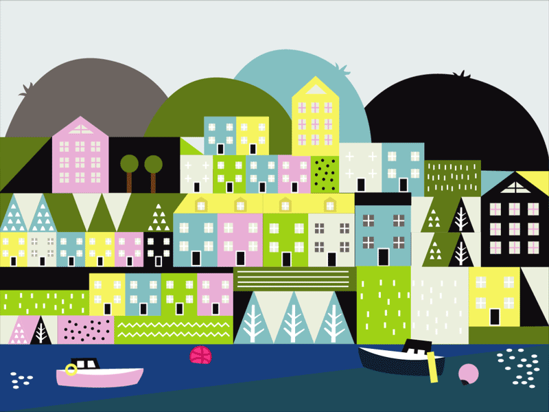 First Shot! Little Boxes amy cox animation boats cornwall falmouth gif holiday illustration vector