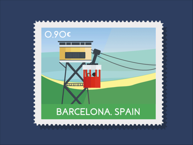 Cable Car 🌞🇪🇸 animation barcelona beach cable cool gif illustration sea spain