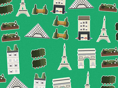 A Pattern of Paris! building eiffel europe french holiday illustration illustrator paris pattern print sticker vector