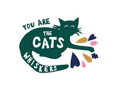 The Cats Whiskers art cat cut design flower heart illustration lettering paper quote words