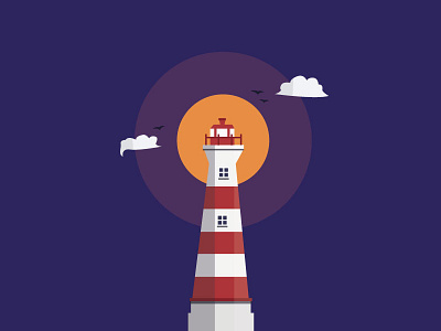 Lighthouse 🌊 art beach cloud design illustration illustrator light lighthouse sea stripes vector