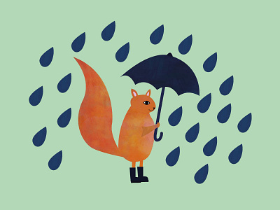 Squirrel in the drizzle amy art collage cox design drizzle illustration magic squirrel vector