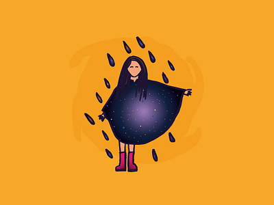 Space Girl girl illustration rain space texture vector wellies yellow