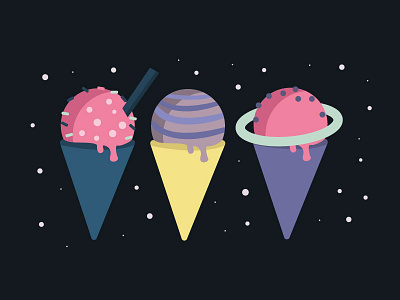 Tasty Space cone doodle flake icecream illustration illustrator planets shapes space vectors