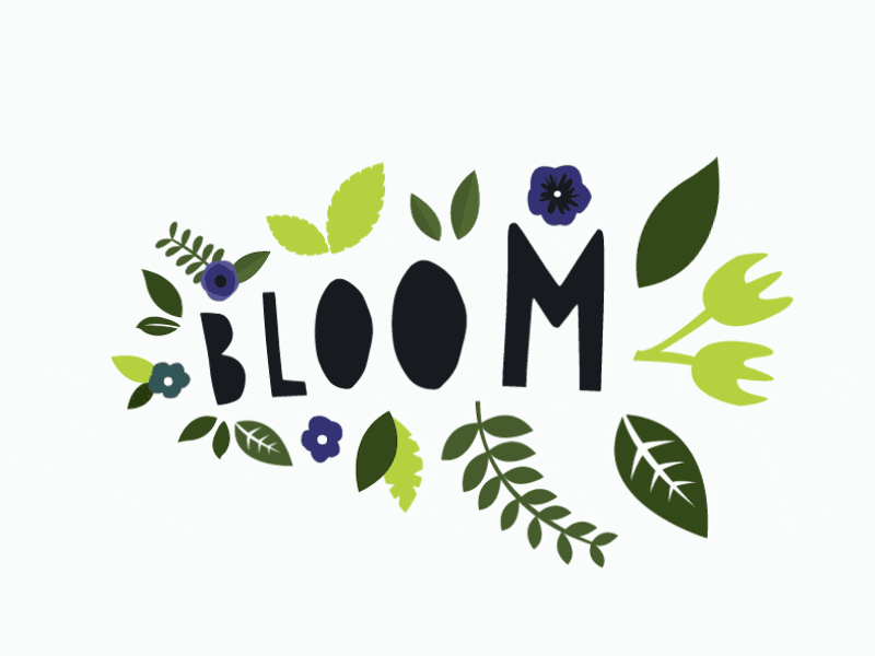 Blooming Lovely animation bloom cut flower font free gif illustration leaf lettering paper spring
