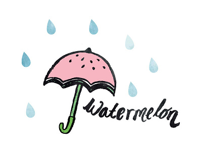 🍉 art brush design doodle illustration lettering rain umbrella vector watermelon