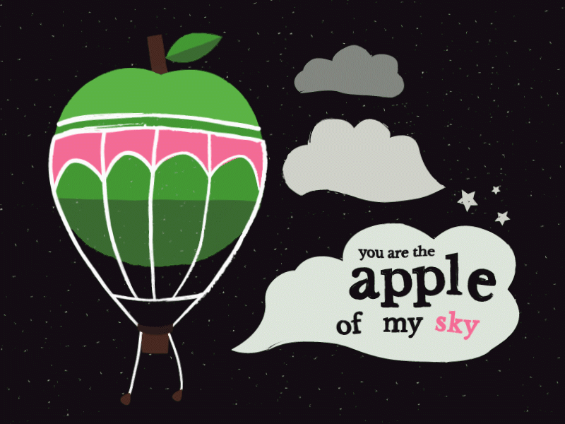 Apple a Day air animation apple balloon cloud design gif graphic illustration illustrator vector