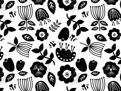 Monochrome Floral bee buzz design floral flowers illustration illustrator leaves monochrome nature pattern vector