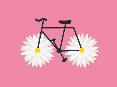 Daisy Ride bicycle bike cute daisy design floral flower illustration pink quirky ride vector