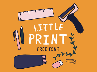 Little Print - Free Font! design font freefont illustration illustrator linoprint printmaking type typeface