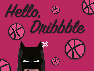 Hello World batman debut dribbbler hello dribbble pink sketch vector