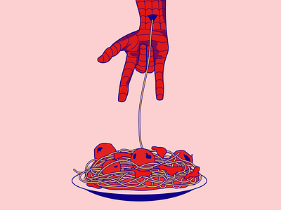 Go web blue meatball red risograph spaghetti spider man spiderman