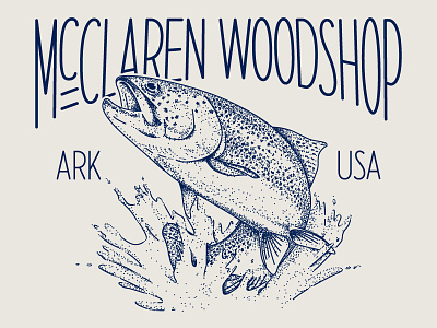 McClaren Woodshop Trout Shirt fish illustration single line
