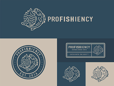 Profishiency 1 camping fish fishing hunting identity logo outdoors trout vintage