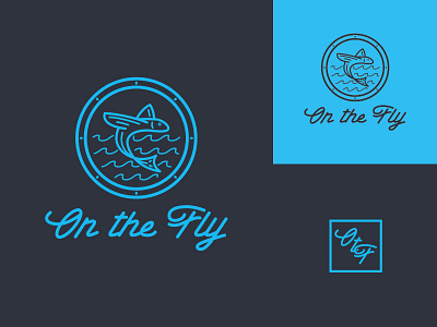 On the Fly Logo Concept 2 badge camping design fishing identity logo outdoors thick lines type typography waves