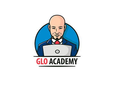 Glo Academy academy bald head human illustration logo man person school southpaw