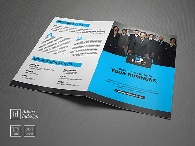 Corporate bifold Brochure Template bi fold brochure business consulting corporate creative eductaion email marketing handout marketing university web design