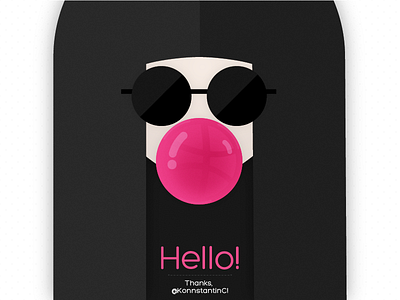 Hello Dribbble! :* black bubble bubblegum girl glasses gum hello sun sunglasses thank thanks you