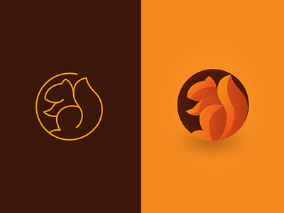 Squirrel Logo after before compare flat gradient icon logo squirrel