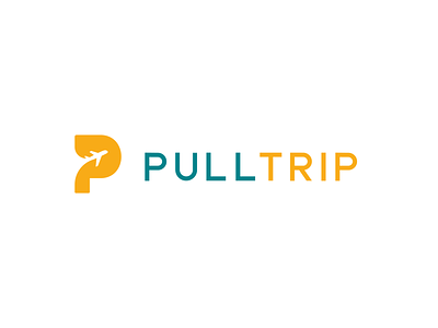 Pull Trip agency airplane brand icon logo p pull tour travel trip