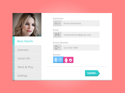 Profile Tabs Freebie (PSD) app feminine form freebie minimal profile social widget