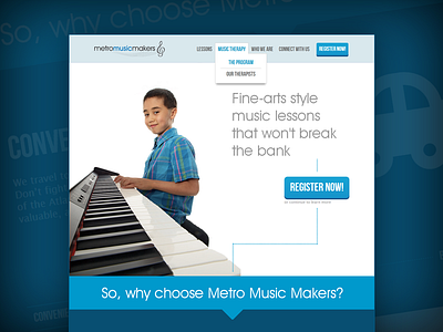 MetroMusicMakers website blue css design flat html redesign ui ux website