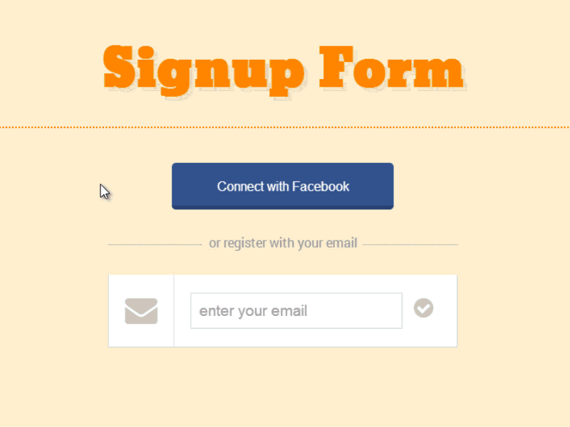 Unfolding Signup Form clean css form html javascript transition ui ux