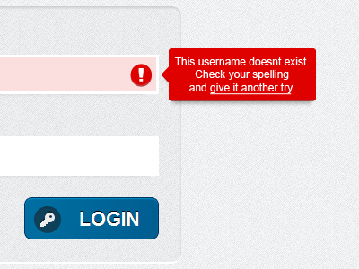 Onblur Validation authentication error form login onblur red ui ux validation web design
