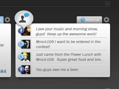 Social Feed Concept social facebook twitter posts ui ux users dark gray widget feed web design