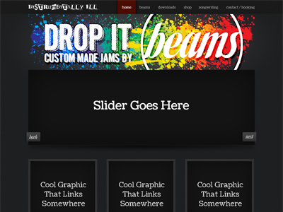 Instrumentally Ill Full Homepage Crop colorful css dark graphic design homepage html web design