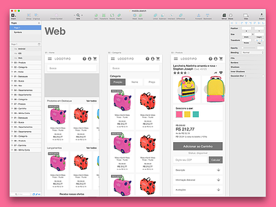 E-commerce mobile wireframe in sketch