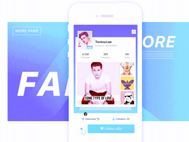 More fans app ui follow ios more fans ui design user interface