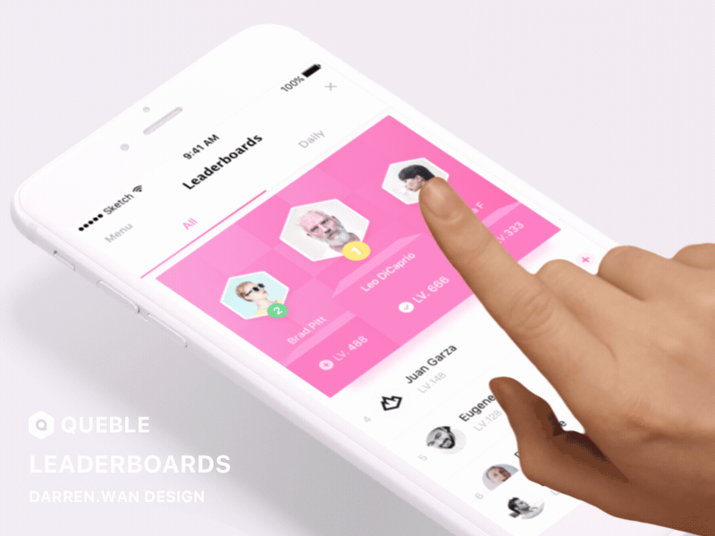 Leaderboards animated gifs animation app ui darren for instagram leaderboards more fans pink queble ui animation ui design user interface