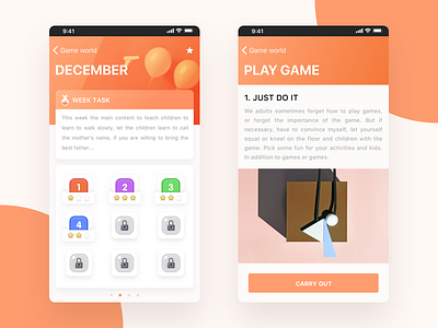 Play game app ui darren game icon illustrations orange play task ui ui design user interface ux