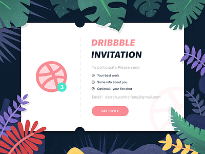 Dribbble invites card draft dribbble illustration invitation invitations invite invites letter plant prospect ticket