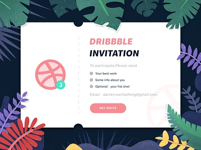 Dribbble invites card draft dribbble illustration invitation invitations invite invites letter plant prospect ticket