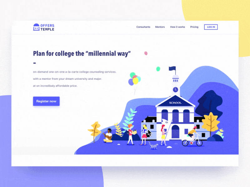 Offers Temple animated gifs animation branding darren illustrations landing page offers temple principle ui ux web website